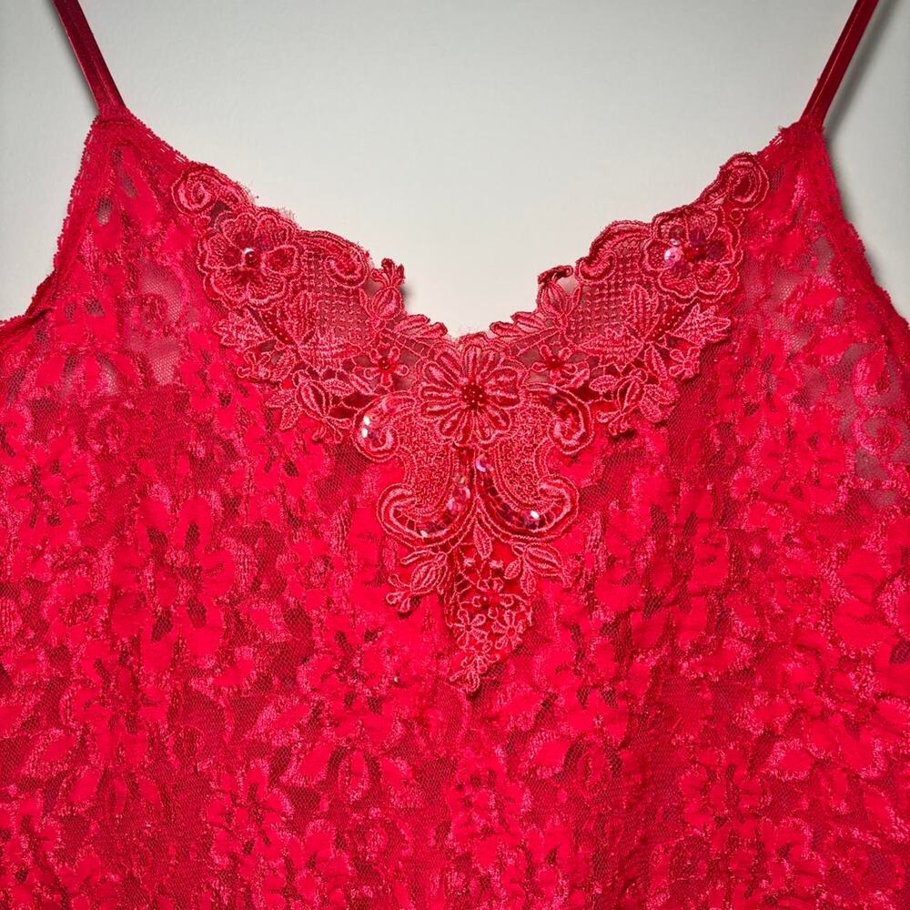 Vintage Inner Most Red Lace Lingerie Top Size Medium